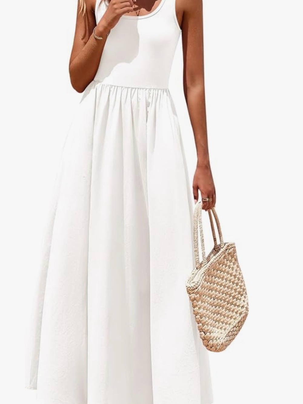 NWT White Tank Mixed Media Maxi Dress, XL